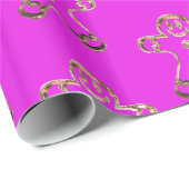 Papier Cadeau Joli bonhomme en pain d'épices drôle rose et or No (Coin rond)