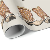 Papier Cadeau Joli Boot de Cowboy (Coin rond)