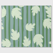Papier Cadeau Joli botanique et rayures motif bleu vert (Plat)