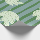 Papier Cadeau Joli botanique et rayures motif bleu vert (Coin)