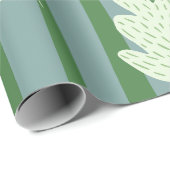 Papier Cadeau Joli botanique et rayures motif bleu vert (Coin rond)