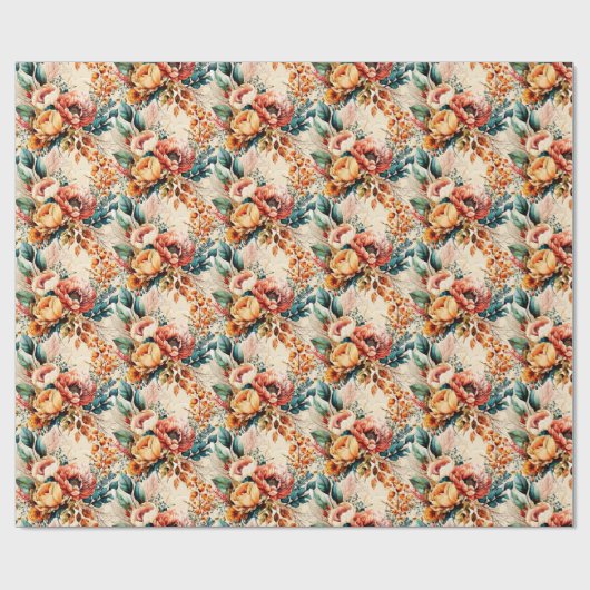 Papier Cadeau Joli bouquet de chute de boho (Plat)