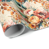 Papier Cadeau Joli bouquet de chute de boho (Coin rond)