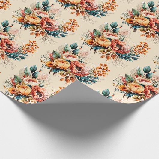 Papier Cadeau Joli bouquet de chute de boho (Coin)