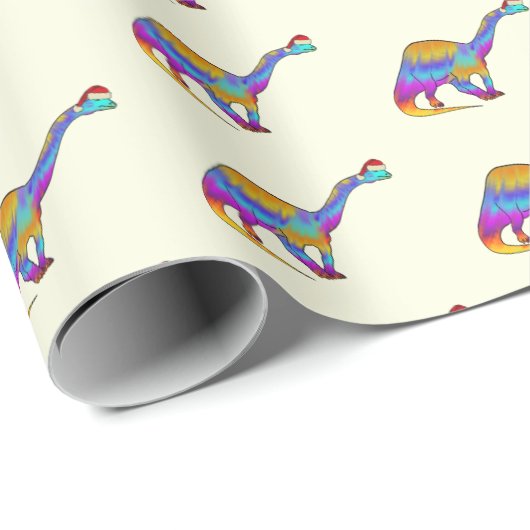 Papier Cadeau Joli Brontosaurus Dinosaur Noël (Coin rond)
