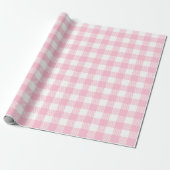 Papier Cadeau Joli Buffle rose Et Blanc Pastel Plaid (Déroulé)