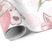 Papier Cadeau Joli Bunny Pâques Rose (Coin rond)