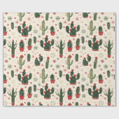 Papier Cadeau Joli Cactus de Noël | Désert  (Plat)