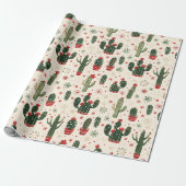 Papier Cadeau Joli Cactus de Noël | Désert  (Déroulé)