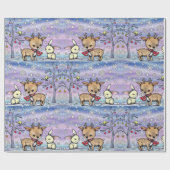 Papier Cadeau Joli Cadeau Illustré Cerf et Lapin Vacances (Plat)