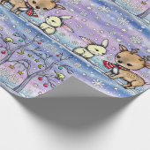 Papier Cadeau Joli Cadeau Illustré Cerf et Lapin Vacances (Coin)