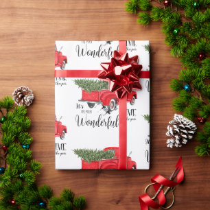 Papier Cadeau Joli Camion Rouge Noël Arbre Noël Noël Noël Noël N