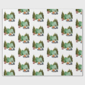 Papier Cadeau Joli Camping Thème Feu de Campement, Tente, Forêt (Plat)