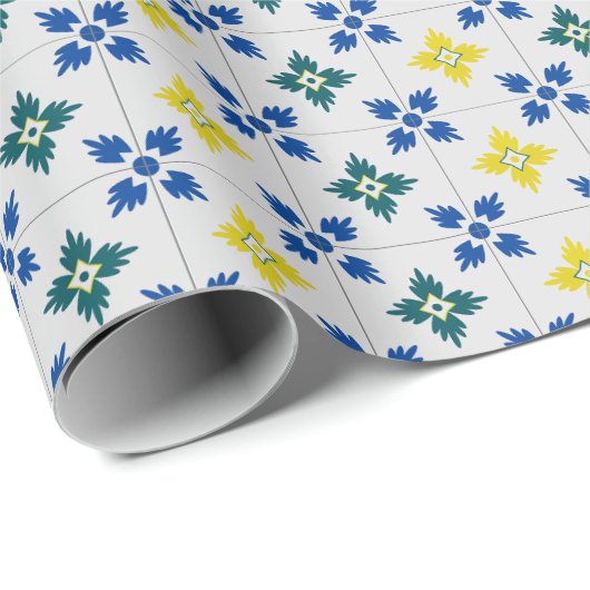 Papier Cadeau Joli carreaux de Lisbonne ou motif azulejo (Coin rond)