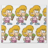 Papier Cadeau Joli Cartoon Enfant Manger Ice Cream Cone (Plat)