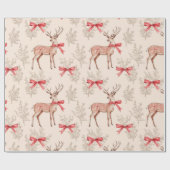 Papier Cadeau Joli Cerf avec Bow rouge Neutre Noël (Plat)