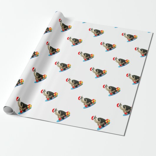 Papier Cadeau Joli chat de Merlin de Noël (Déroulé)