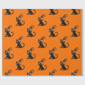 Papier Cadeau Joli Chat en sorcière noire Enfants Halloween Cade (Plat)