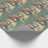 Papier Cadeau Joli Chat Jouant du Violon (Coin)