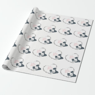 Papier Cadeau Joli Chat, Kitten, Baby shower Fils Heart Girls