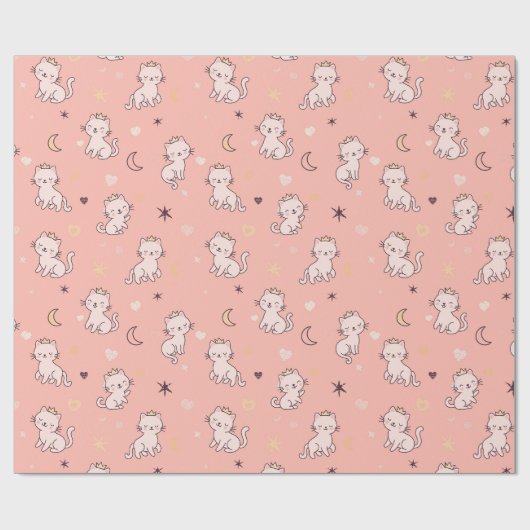 Papier Cadeau Joli Chat Princesse (Plat)