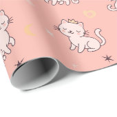 Papier Cadeau Joli Chat Princesse (Coin rond)
