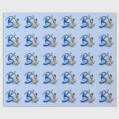Papier Cadeau Joli chat siamois papillon monogramme initial B (Plat)