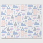 Papier Cadeau Joli Château Rose Princesse Avec Coeur (Plat)