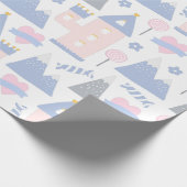 Papier Cadeau Joli Château Rose Princesse Avec Coeur (Coin)