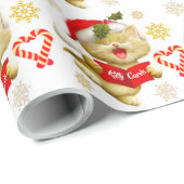 Papier Cadeau Joli Chatons Chantant des Chansons de Noël (Coin rond)