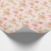 Papier Cadeau Joli Chic Fleurs Roses Anniversaire (Coin)