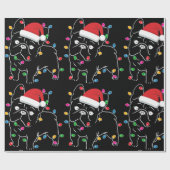 Papier Cadeau Joli chien Carlin avec lumière de Noël (Plat)