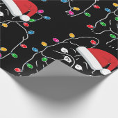 Papier Cadeau Joli chien Carlin avec lumière de Noël (Coin)