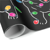 Papier Cadeau Joli chien Carlin avec lumière de Noël (Coin rond)