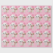 Papier Cadeau Joli chien chiot 6e anniversaire (Plat)