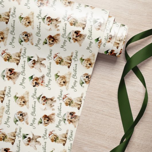 Papier Cadeau Joli chien Joyeux papier d'enveloppement de Noël
