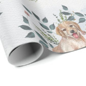 Papier Cadeau Joli chiot à l'aquarelle (Coin rond)