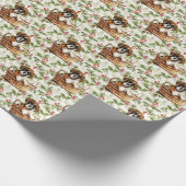 Papier Cadeau Joli chiot en boîte dans le panier Noël Holly (Coin)