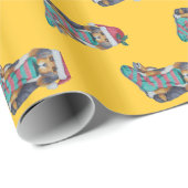 Papier Cadeau joli chiot noir brun noël conception de bas (Coin rond)