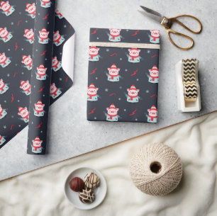 Papier Cadeau Joli cochon de Noël d'hiver