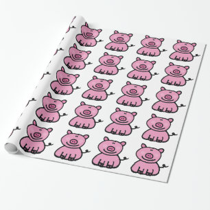 Papier Cadeau Joli Cochon Rose Dessin Animé