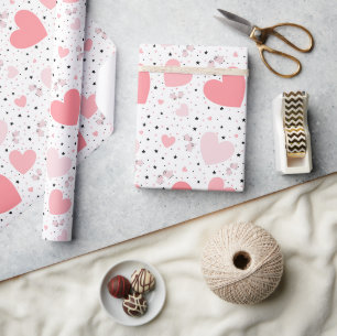 Papier Cadeau Joli cochon rose pour la Saint-Valentin