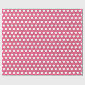Papier Cadeau Joli Coeur blanc Motif rose chaud (Plat)