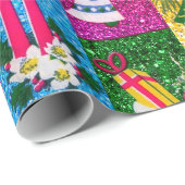 Papier Cadeau Joli collage coloré rétro vacances coloré (Coin rond)