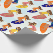 Papier Cadeau Joli Coloré Rétro Surfer Fille Motif été (Coin)