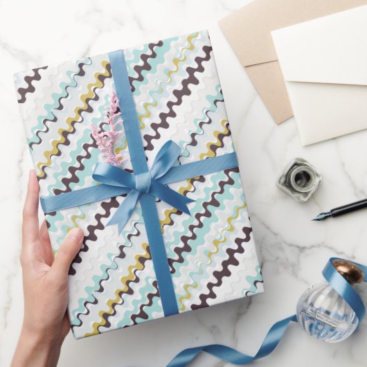Papier Cadeau Joli coloré turquoise abstrait monogramme motif (Cadeaux)