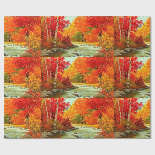 Papier Cadeau Joli Comme Une Image Automne Laisse Paysage (Plat)