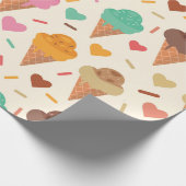 Papier Cadeau Joli cône de crème avec des cœurs (Coin)