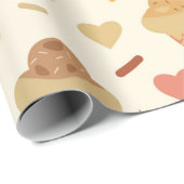 Papier Cadeau Joli cône de crème avec des cœurs (Coin rond)