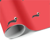 Papier Cadeau joli dachshund de noël  (Coin rond)